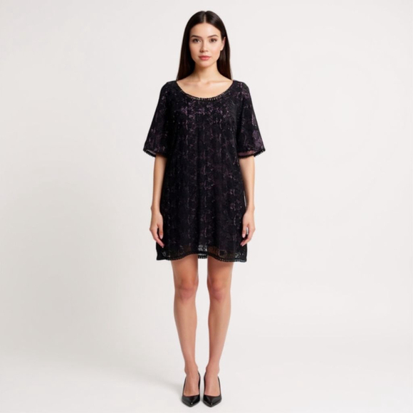 Rebecca Taylor Black Lace Dress - Size 4 - Picture 1 of 9